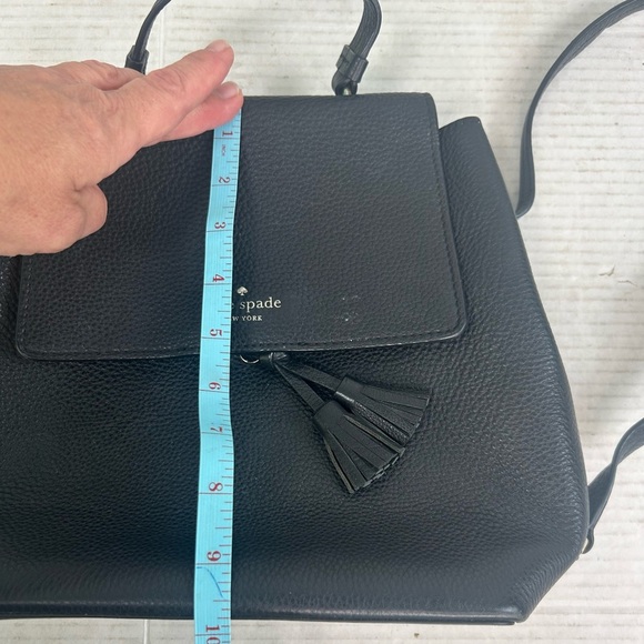 Kate Spade Hayes Street Taba Black Pebble Leather Tassel Backpack Medium Preppy main image 7
